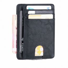 thinkthendo Slim RFID Blocking Leather Wallet Credit ID Card Holder Purse Mey Case for Men Women 2020 Fi Bag 11.5x8x0.5cm R0zn#