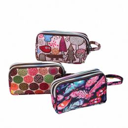 1pc New Fi Waterproof Female Handbag Practical Larger Capacity Print Canvas Bag Key Coin Purse Three-layer Lg Wallet Y5mx#