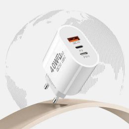 PD 40W USB C Fast Charger 3 Port Mobile Phone Type C Charger Quick Charge 3.0 Power Adapter For IPhone 12 13 Pro XiaomiSamsung