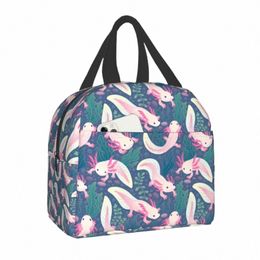 cute Axolotls Lunch Bag For Women Kids School Children Food Cooler Warm Insulated Lunch Box Portable Cam Travel Picnic Bag D7du#