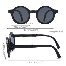 Retro Foldable Round Sunglasses for Kids Boys Girls Vintage Children Sun Folding Glasses Cute Baby Portable Goggles Eyewear