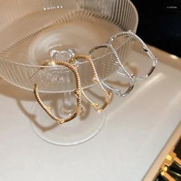 Hoop Earrings Irregular Zircon Metal Round For Women Luxurious Elegant Party Jewelry
