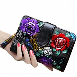 floral Short Purse Women 2024 New Mini Ladies Cow Leather Wallet Small Card Holder Cowhide Wallets Vintage Female Coin Bag o8os#