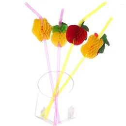 Disposable Cups Straws For Theme Multicolor Decoration Paper Assorted 50PCS/Lot Fashion Pool Fruit Drinking Cocktail