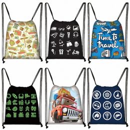 cute Travel Ic Print Backpack Women Men Drawstring Bags Outdoor Large Storage Bag Day Bag Shoes Holder School Bags Y3tJ#