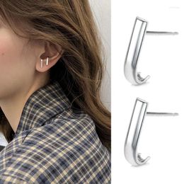 Stud Earrings Simple Geometric Street Versatile J-shaped Small Korean Fashion Ladies Niche Trend Party JewelryGiftsWholesale