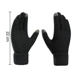 Winter Crochet Knitted Gloves Non-Slip Touchscreen Wool Gloves Warm Thick Adult Mittens Full Finger Cold-Proof Jacquard Guantes