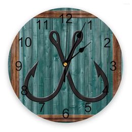Wall Clocks Single Claw Anchor Wood Grain Clock For Home Decoration Living Room Quartz Needle Hanging Watch Modern Kitchen