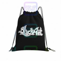 black Art Drawstring Bags Gym Bag Vintage Art Print Gym Tote Bag Large Capacity E5mD#