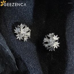 Stud Earrings GEEZENCA 925 Sterling Silver 5A Zircon Flower For Women Cornflower Cute Romantic Chic 2024 Party Gift