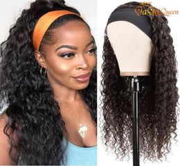 Peruvian Deep Wave Headband Wigs For Women Headband Wig Brazilian No Glue Remy 150 Density Human Hair Wig8428502