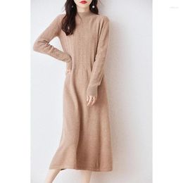 Casual Dresses Tailor Sheep Women Merino Wool Sweater Dress 2024 Autumn/Winter Female Solid Warm Basic Knitted Pullover