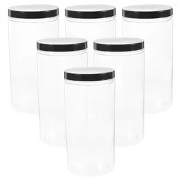 Vases 6 Pcs Sealed Jar Storage Bottle Kitchen Canisters Food Containers With Lids Tank Flour Airtight The Pet Oats Clear Jars