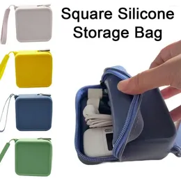 Storage Bags Square Silicone Zero Wallet Bag Napkin Change Small Cosmetic Lipstick Coin Women Purse Stora V6Z0