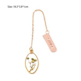 Oval Embossed Bookmark Book Accessories Student Reading Marker Crystal Pendant Aesthetic Book Binder Page Folder School Supplies