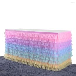 Table Skirt HobbyLane Colourful Mutilayer Tulle Chiffon For Party Wedding Birthday Decoration Rectangle / Round Tables