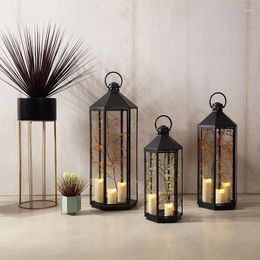 Candle Holders Black Wrought Iron Windproof Holder Large Outdoor Simple Lantern Bougeoir Mariage Household Products