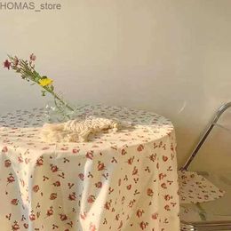 Table Cloth Ins Table Cloth Floral Printed Decoration Tablecloth Rose Lavender Pattern Table Cover Bedroom Desk Tablecloths Home Decor Y240401