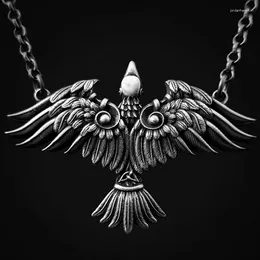 Pendant Necklaces Gothic Viking Celtic Crow Bird Hujin Munin Morigan Necklace Fashion Retro Men's And Women's Amulet Jewelry
