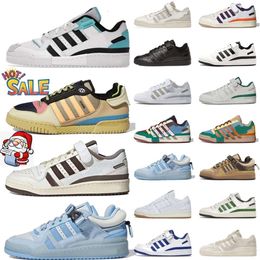 2024 New Bad Bunny Forum Buckle Low Running Shoes 84s Low Cafe Brown Pink Easter Egg Back White Grey OG Bright Blue Wheat Platform Trainers Fashion Mens Sneakers