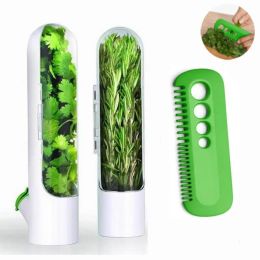 Jars 2pcs/set Vanilla FreshKeeping Cup Kitchen Premium Herb Saver Gadgets Keeping Green Storage Box Leaf Peeler Organizer Container