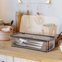 Kitchen Storage 2 Pcs Cutlery Box See-through Utensil Holder Household Case Container Unique Cups Delicate Organizer Multi-function