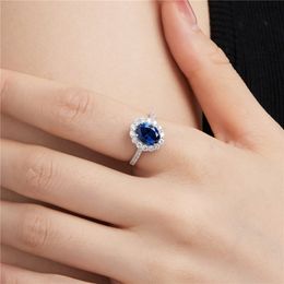 7x9mm blue rings for women 925 sterling silver designer sapphire diamond ring woman 5A zirconia luxury jewelry casual daily outfit beach girlfriend gift box size 6-9