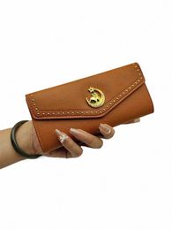 pu Leather Wallet Mo and Rabbit Pattern Logo Multi Card Slot Large Capacity Solid Colour Lg Wallet for Women D9LU#