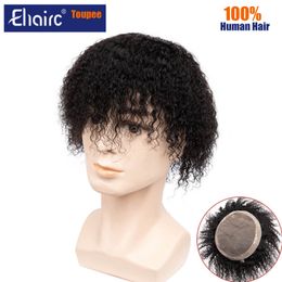 Deep Curly Toupee For Men Mono Curly Hair Male Hair Prosthesis 100% Human Hair Men's Wig Durable Exhuast Systems Free Shipping