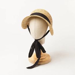 Sun Hat for Children Outdoor Activities Chin Straps Adjust Straw Girls Raffia Cap Summer Beach Seashore 240320