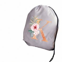 waterproof Foldable Drawstring Bag Simple Orange Letter Print Women's Yoga Bag Portable Bags Man and Women Sports Bags l4oM#