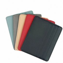 1pc Pu Leather ID Card Holder Candy Colour Bank Credit Card Box Multi Slot Slim Card Case Wallet Women Men Busin Cover J9cJ#