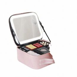 new LED Lighted Cosmetic Case with Mirror Waterproof PU Leather Portable Travel Makeup Storage Bags 818x#