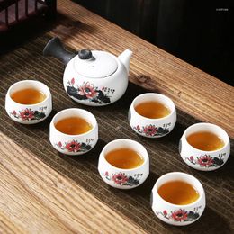Teaware Sets Chinese Travel Ceramic Tea Set 1 Teapot 6 Teacups 220ml Ceremony Portable Exquisite Customised Gift