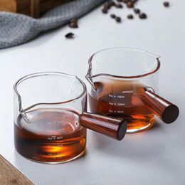 Wine Glasses Wooden Handle Double Mouth Milk Cup Glass Coffee Scale Measuring Bottling Household Kitchen Baking Accessories