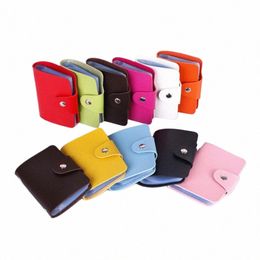 pu Functi 24 Bits Credit Card Holder Solid Colour Card Case Busin ID Card Organiser Portable Men Women Wallets Cardholder E5l5#