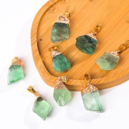 High Quality Raw Stone Pendant Rough Original Fluorite green Crystal Energy Pendants for Jewellery Making Necklace Accessories