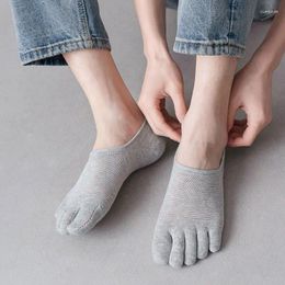 Men's Socks Five Finger Invisible Mesh Breathable Cotton Toe Short Summer Sweat-absorbing Boat Fashion Non-Slip