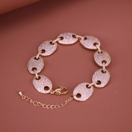 Bracelets 3PCS, Oval Crystal Zircon Bracelets for Women Korean Fashion Gold Colour Adjustable Zircon Chain on Hand Bangle Jewellery Friend