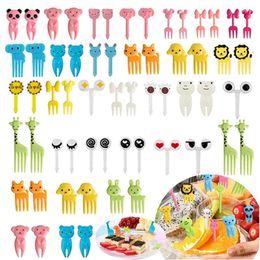 Forks Home Cartoon Fruit Fork Grade Plastic Mini Kids Cake Toothpick Bento Lunch Accessories Party Decoration