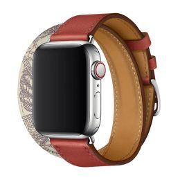 For Apple Watch Band Genuine Swift Leather Strap 8 7 41 45mm Double Tour Bracelet for iWatch Ulta 49mm 6 5 4 3 2 38 42mm 44 40mm