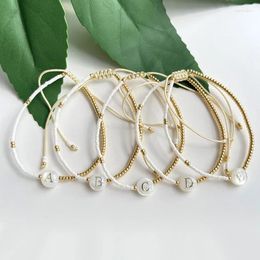 Charm Bracelets A-Z Initial Letter Jewellery Handmade DIY Shell Beads Alphabet Adjustable For Lover Women Girls Bracelet