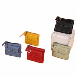 new Purse Ladies Zipper Short PU Leather Pure Color Card Bag Change Coin Bag Key Bag Woman Wallet Wholesale B3RT#