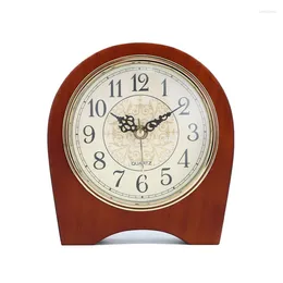 Table Clocks Vintage Clock Wood Non-Ticking European Style Beside Mantle Battery Operated Silent Quartz Movement For Bedroom