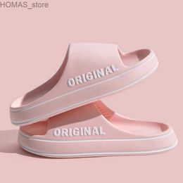 home shoes Womens thick soled summer beach slide bathroom anti slip slide soft sandals fashionable super trust shoes Y240401