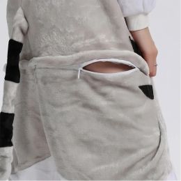 Winter Cat Pajamas Onesie Adults Kigurumi Unicorn Animal Sleepwear Slipper Onesies Women Men Kids Flannel Nightwear Home Clothes