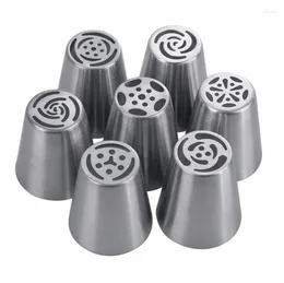 Baking Tools 7pcs/lot Stainless Steel Russian Tulip Icing Piping Nozzle Cake Decoration Cream Tips DIY Bakeware Tool Rose Flower Set