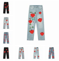 Jeans 2023 Designer Jeans for Womens Mens Make Old Washed Fashion Pants Straight Trousers Heart Letter Prints for Woman Man Casual Long