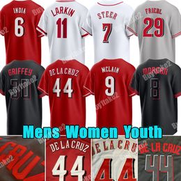 Custom Elly De La Cruz Baseball Jersey Ken Griffey Jonathan India Hunter Greene Cincinnatis Johnny Bench Tyler Stephenson Reds Spencer Steer City Connect Joe Morgan