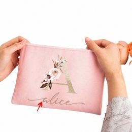 persalized Custom Name Makeup Bag Bridal Shower Gift Cosmetic Case Canvas Toiletry Organizer Bridesmaid Cosmetic Bag 997P#